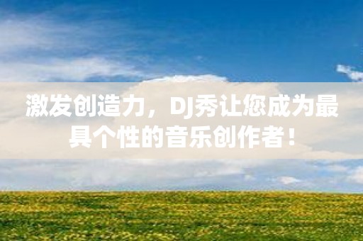 激发创造力，DJ秀让您成为最具个性的音乐创作者！