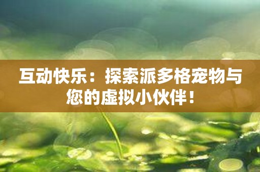 互动快乐：探索派多格宠物与您的虚拟小伙伴！