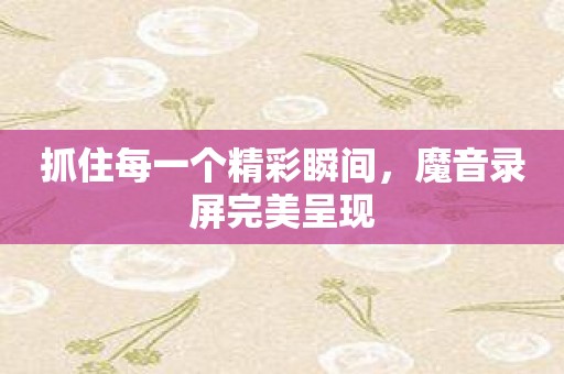 抓住每一个精彩瞬间，魔音录屏完美呈现