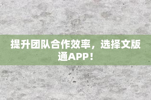 提升团队合作效率，选择文版通APP！