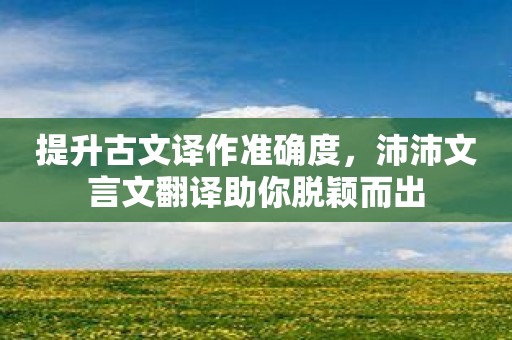 提升古文译作准确度，沛沛文言文翻译助你脱颖而出