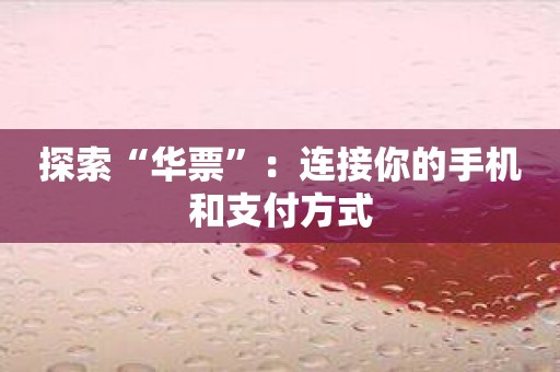 探索“华票”：连接你的手机和支付方式