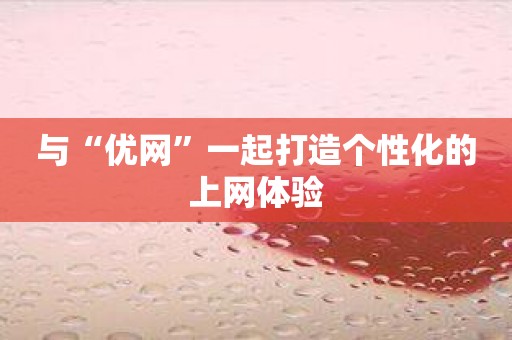 与“优网”一起打造个性化的上网体验