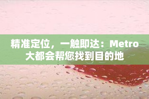 精准定位，一触即达：Metro大都会帮您找到目的地
