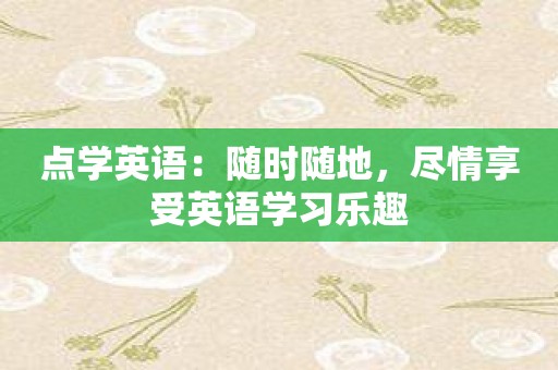 点学英语：随时随地，尽情享受英语学习乐趣