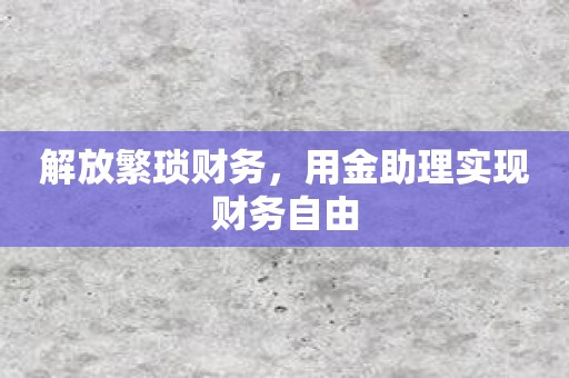 解放繁琐财务，用金助理实现财务自由