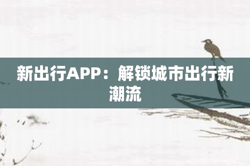 新出行APP：解锁城市出行新潮流