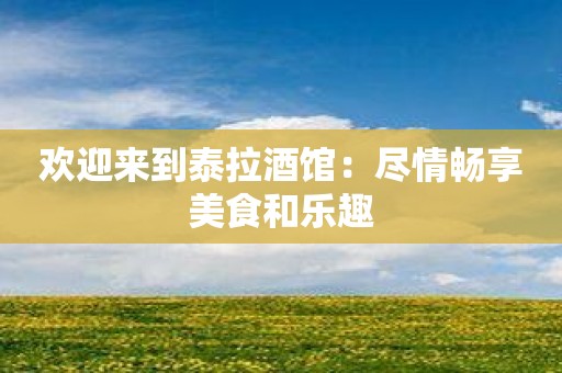 欢迎来到泰拉酒馆：尽情畅享美食和乐趣
