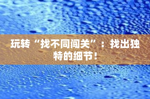 玩转“找不同闯关”：找出独特的细节！