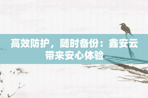 高效防护，随时备份：鑫安云带来安心体验