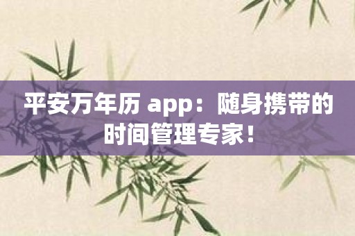 平安万年历 app：随身携带的时间管理专家！