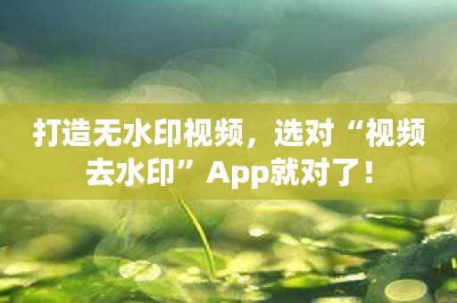 打造无水印视频，选对“视频去水印”App就对了！