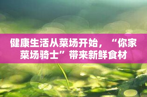 健康生活从菜场开始，“你家菜场骑士”带来新鲜食材
