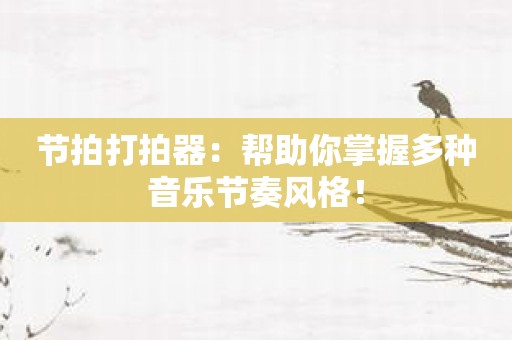 节拍打拍器：帮助你掌握多种音乐节奏风格！