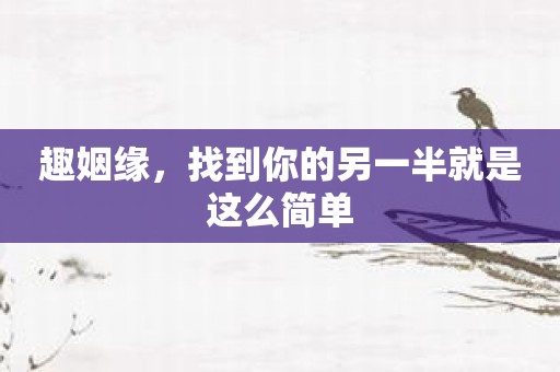 趣姻缘，找到你的另一半就是这么简单