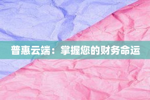 普惠云端：掌握您的财务命运