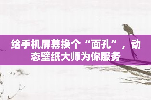 给手机屏幕换个“面孔”，动态壁纸大师为你服务