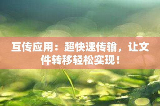 互传应用：超快速传输，让文件转移轻松实现！