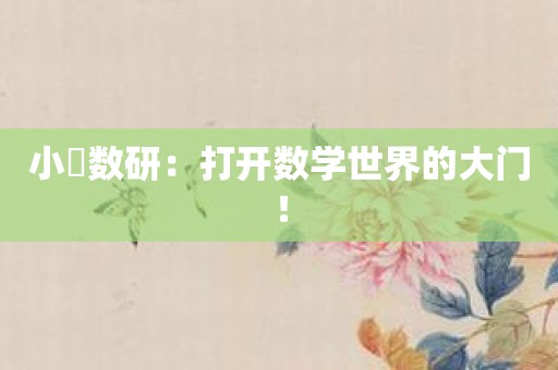 小犇数研：打开数学世界的大门！