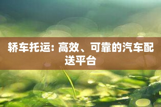 轿车托运: 高效、可靠的汽车配送平台