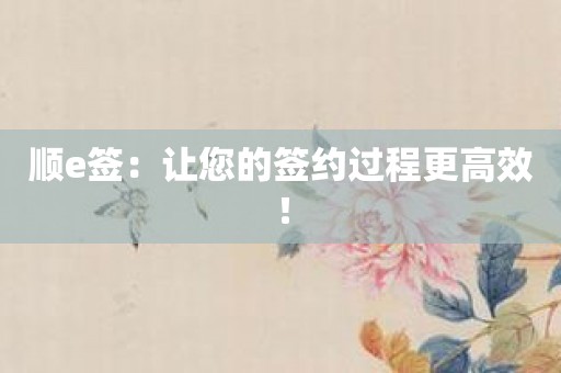 顺e签：让您的签约过程更高效！