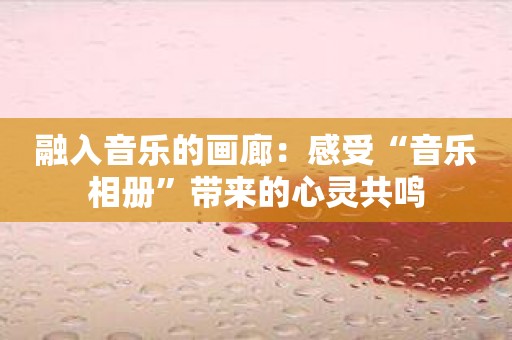 融入音乐的画廊：感受“音乐相册”带来的心灵共鸣