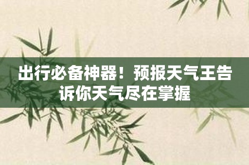 出行必备神器！预报天气王告诉你天气尽在掌握