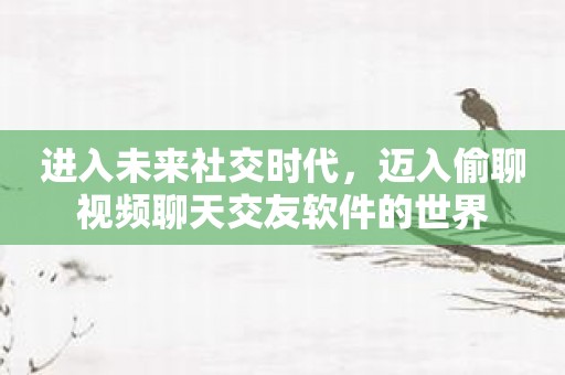 进入未来社交时代，迈入偷聊视频聊天交友软件的世界