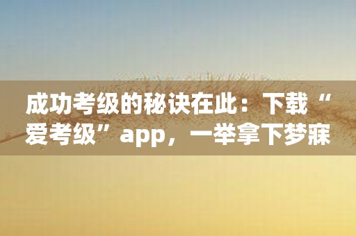 成功考级的秘诀在此：下载“爱考级”app，一举拿下梦寐以求的证书！