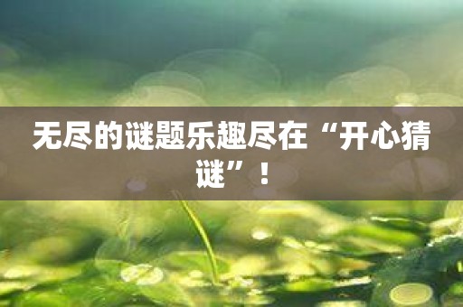 无尽的谜题乐趣尽在“开心猜谜”！