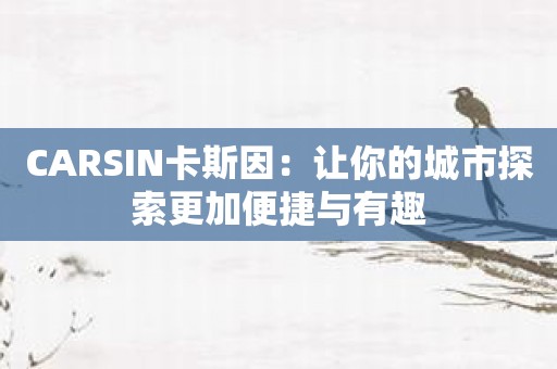 CARSIN卡斯因：让你的城市探索更加便捷与有趣