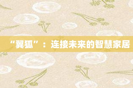 “翼狐”：连接未来的智慧家居
