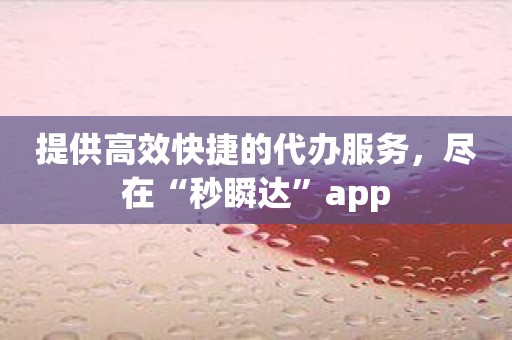 提供高效快捷的代办服务，尽在“秒瞬达”app
