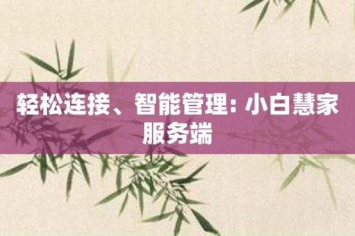 轻松连接、智能管理: 小白慧家服务端