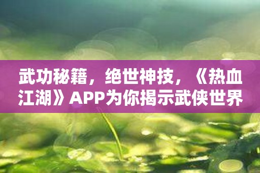 武功秘籍，绝世神技，《热血江湖》APP为你揭示武侠世界的奥秘！