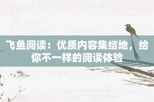 飞鱼阅读：优质内容集结地，给你不一样的阅读体验