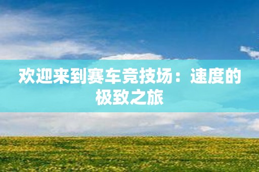 欢迎来到赛车竞技场：速度的极致之旅