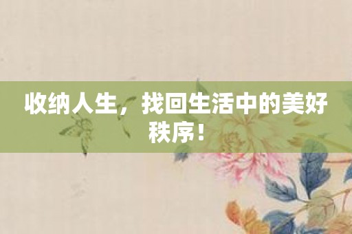 收纳人生，找回生活中的美好秩序！