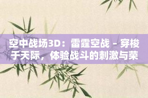 空中战场3D：雷霆空战 – 穿梭于天际，体验战斗的刺激与荣耀！