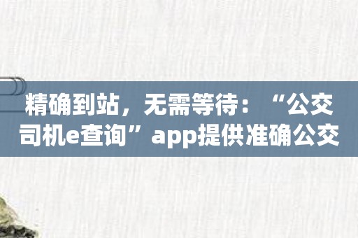 精确到站，无需等待：“公交司机e查询”app提供准确公交到站时间