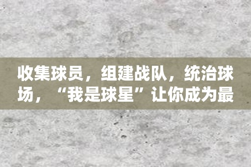 收集球员，组建战队，统治球场，“我是球星”让你成为最强！