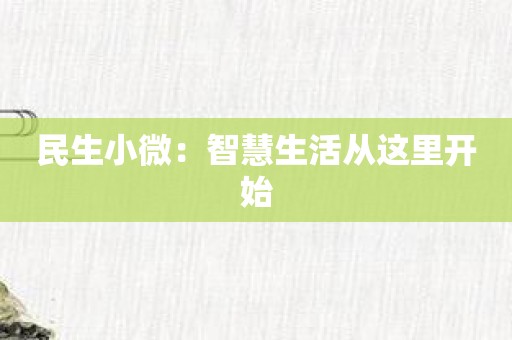 民生小微：智慧生活从这里开始