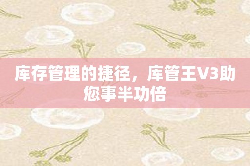 库存管理的捷径，库管王V3助您事半功倍