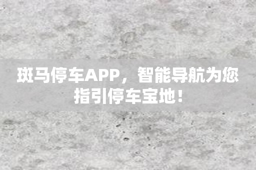 斑马停车APP，智能导航为您指引停车宝地！