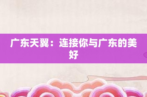 广东天翼：连接你与广东的美好