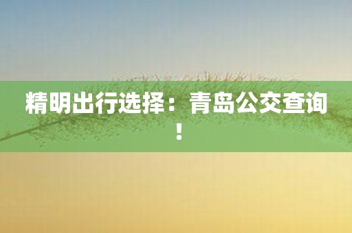 精明出行选择：青岛公交查询！
