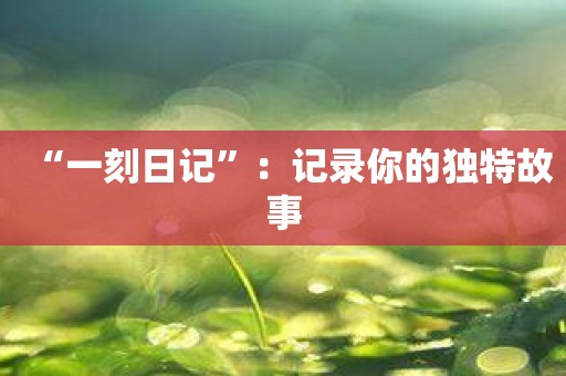 “一刻日记”：记录你的独特故事