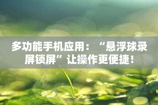 多功能手机应用：“悬浮球录屏锁屏”让操作更便捷！