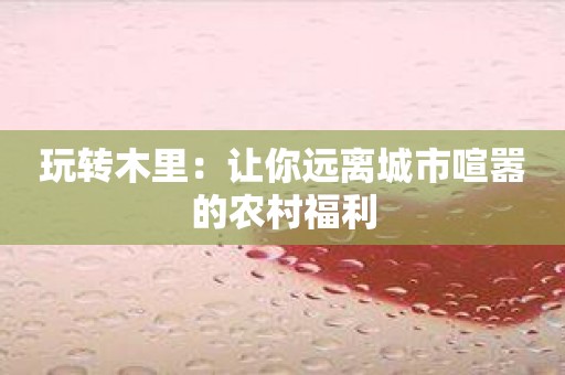 玩转木里：让你远离城市喧嚣的农村福利