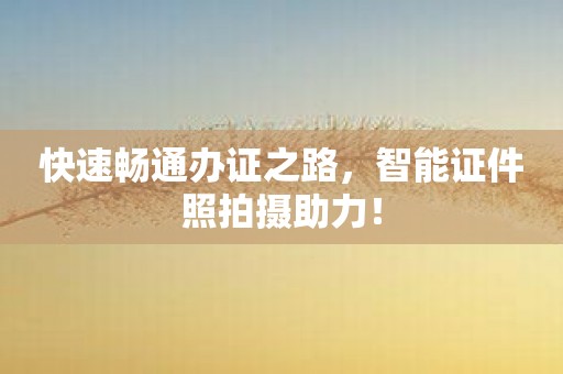 快速畅通办证之路，智能证件照拍摄助力！
